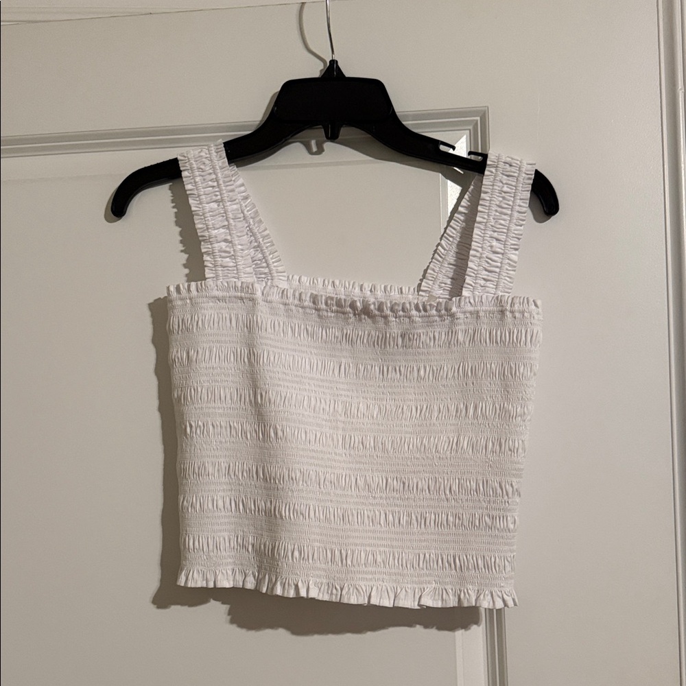 Madewell White Smocked Women's Top